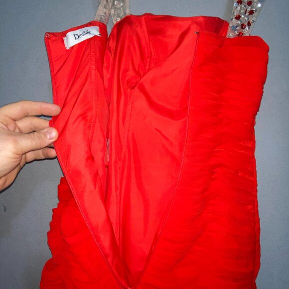 Dressale Red Chiffon Beaded Strap Formal Dress Prom Evening Gown SMALL - Picture 11 of 13
